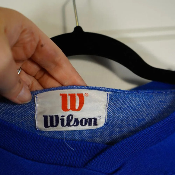 Vintage Wilson All Sport Sweatshirt Size‎ L W5013 Blue Gray V-Neck Stripes - Picture 3 of 7